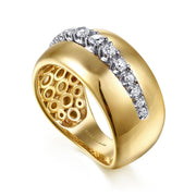 Gabriel & Co. 14k Yellow Gold & Diamond Wide Band - .27cttw
