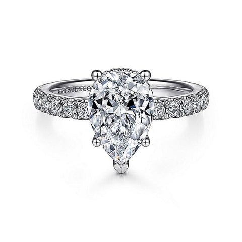 Gabriel & Co. Alina - 14K White Gold Hidden Halo Pear Shape Diamond Engagement Setting