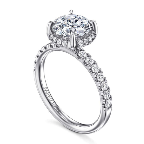 Gabriel & Co. Talisa -14K White Gold Round Hidden Halo Diamond Engagement Ring