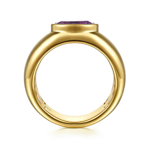 Gabriel & Co. 14k Yellow Gold Bezel Set Amethyst Ring - 1.33cttw