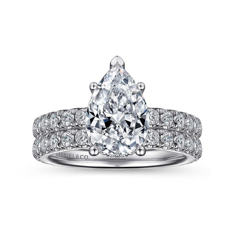 Gabriel & Co. Alina - 14K White Gold Hidden Halo Pear Shape Diamond Engagement Setting