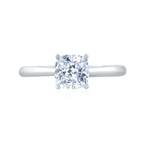 14k White Gold Diamond Solitaire Engagement Ring Mounting