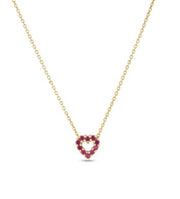 Roberto Coin 18k Yellow Gold Tiny Treasures Ruby & Diamond Heart Necklace