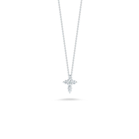 Roberto Coin 18k Yellow Gold Tiny Treasures Diamond Cross Necklace - .20cttw