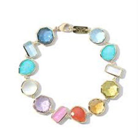 Ippolita 18k Yellow Gold Rock Candy Summer Rainbow Large Flexible Bracelet