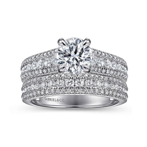 Gabriel & Co Terina - 14K White Gold Wide Band Round Diamond Channel Set Engagement Ring