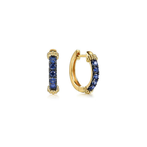 Gabriel & Co. 14k Yellow Gold Blue Sapphire Huggie Hoop Earrings - .46cttw