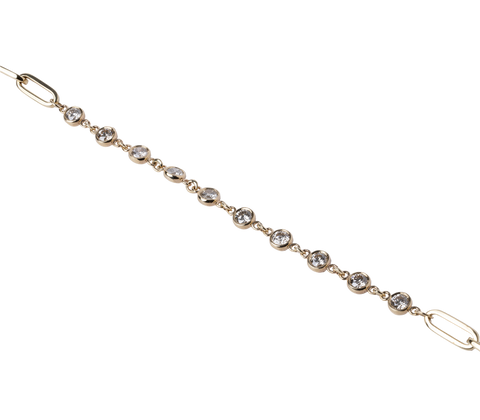 14k Yellow Gold Bezel Set Diamond Paperclip Bracelet - 1.55cttw