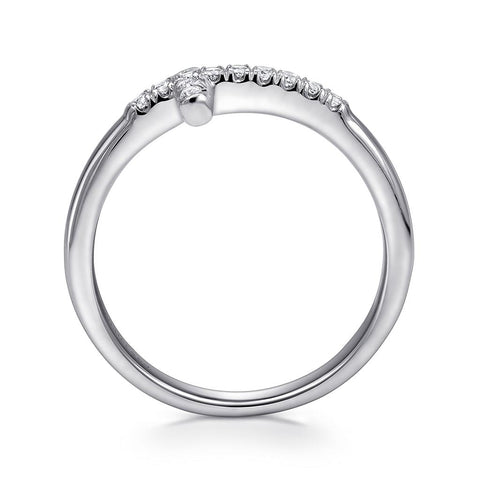 Gabriel & Co. 14k White Gold Diamond Cross Ring - .14cttw