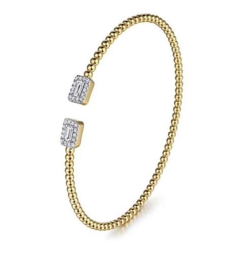 Gabriel & Co 14k Yellow Gold Baguette Diamond Bujukan Open Cuff Bracelet -.32cttw