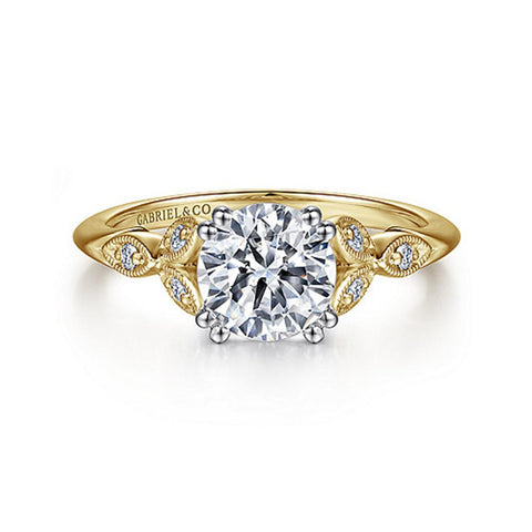 Gabriel & Co 14K White-Yellow Gold Round Diamond Engagement Setting