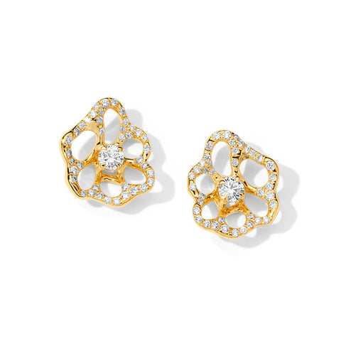 Ippolita Mini Flora Stud Earrings in 18K Gold with Diamonds