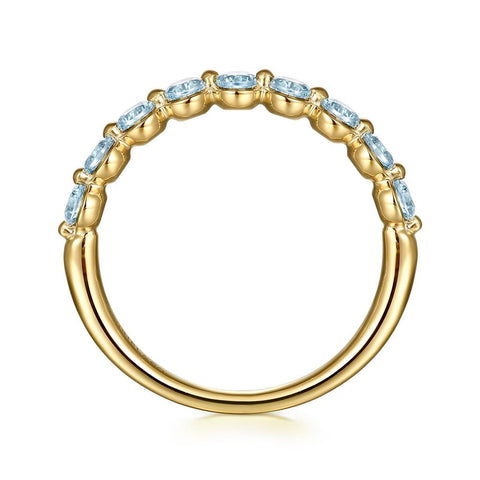 Gabriel & Co. 14k Yellow Gold Swiss Blue Topaz Stackable Ring
