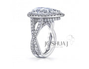 Platinum 5.25ct Pear Cut Diamond Halo Ring - 6.33cttw