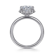 Gabriel & Co. Symphony -14K White Gold Round Hidden Halo Diamond and 2.2mm Plain Shank