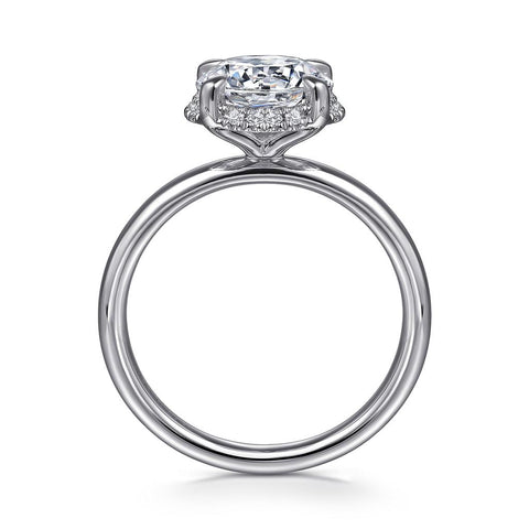 Gabriel & Co. Symphony -14K White Gold Round Hidden Halo Diamond and 2.2mm Plain Shank