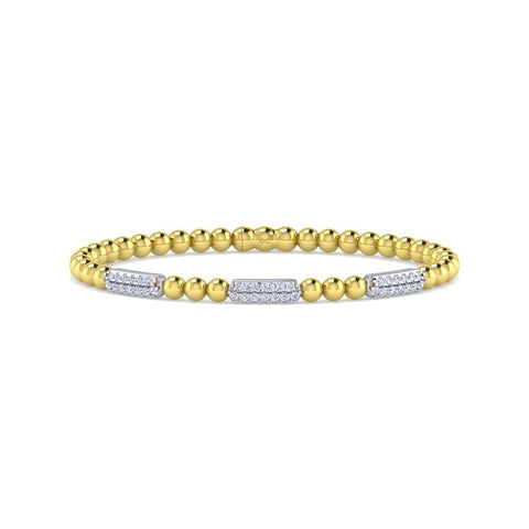 Gabriel & Co. 14k Yellow Gold Bujukan Beaded & Diamond Station Bracelet - .53cttw
