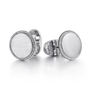 Gabriel & Co. Sterling Silver Round Cufflinks With Twisted Rope Trim