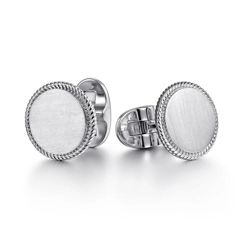 Gabriel & Co. Sterling Silver Round Cufflinks With Twisted Rope Trim