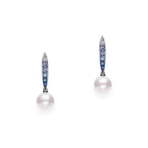 Mikimoto Akoya Cultured Pearl Ocean Earrings with Sapphire