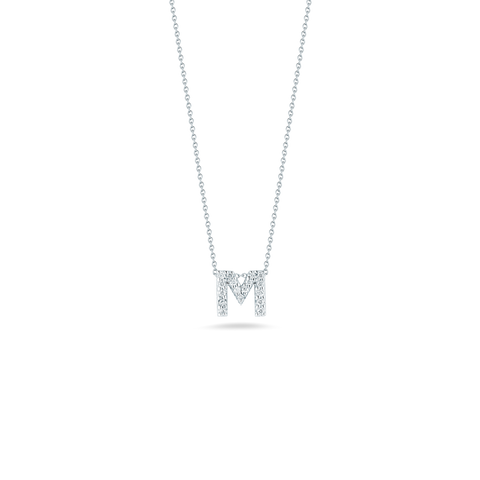 Roberto Coin 18k White Gold Love Letter Diamond "M" Necklace - .06cttw