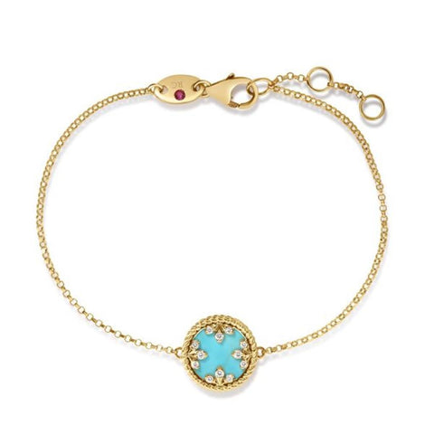 Roberto Coin 18k Yellow Gold Turquoise & Diamond Venetian Medallion Bracelet