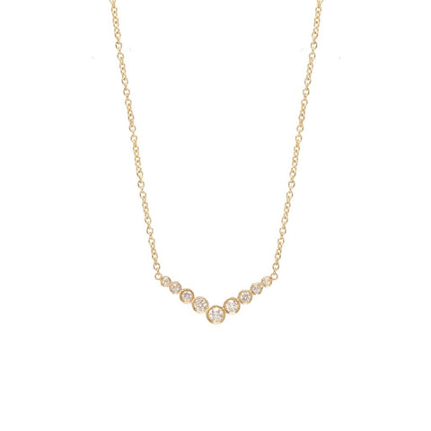 Zoe Chicco 14k Yellow Gold Bezel Set Diamond V Necklace