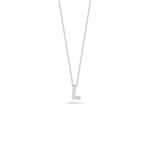 Roberto Coin 18k White Gold Love Letter Diamond "M" Necklace - .06cttw