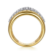 Gabriel & Co. 14k Yellow Gold & Diamond Wide Band - .27cttw