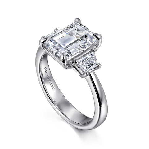 Gabriel & Co Barie - Barie - 18K White Gold Emerald Cut Three Stone Diamond Engagement Ring