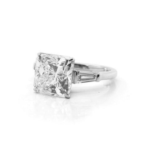 Platinum Radiant And Baguette Diamond Ring