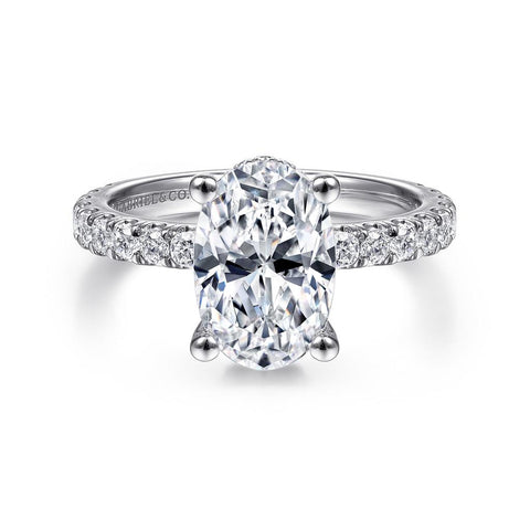Gabriel & Co Alina - 14K White Gold Hidden Halo Oval Diamond Engagement Ring