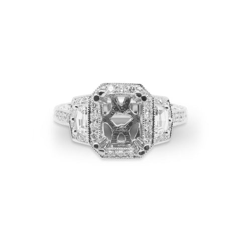 14k White Gold Diamond Engagement Semi-Mount Ring - 1.61cttw