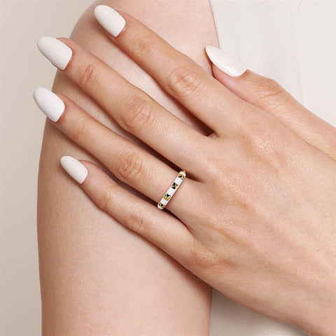 Gabriel & Co. 14k Yellow Gold Pyramid Stackable White Enamel Ring