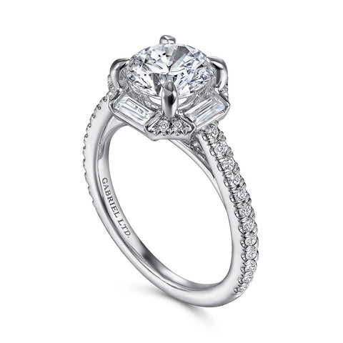 Gabriel & Co. Ryland - 18k White Gold Octagonal Halo Round Diamond Engagement Setting