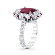 18k White Gold 3.11ct Oval Cut Ruby & Diamond Ring
