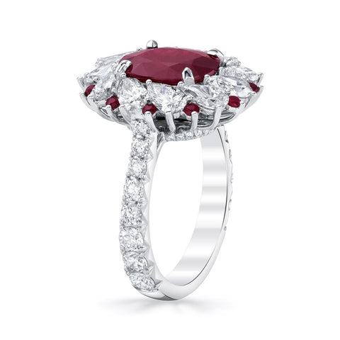 18k White Gold 3.11ct Oval Cut Ruby & Diamond Ring
