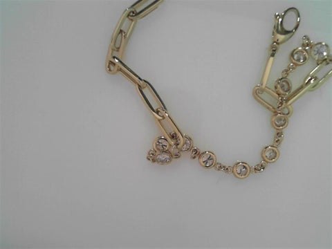 14k Yellow Gold Bezel Set Diamond Paperclip Bracelet - 1.55cttw