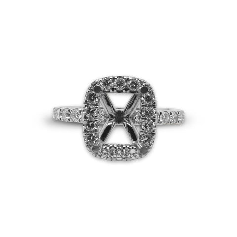 14k White Gold Diamond Semi-Mount Engagement Ring - 1.24cttw