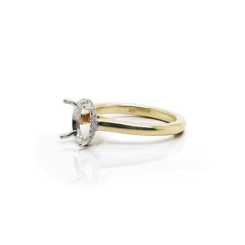 18k Two-Tone Soltaire Mounting With Hidden Halo