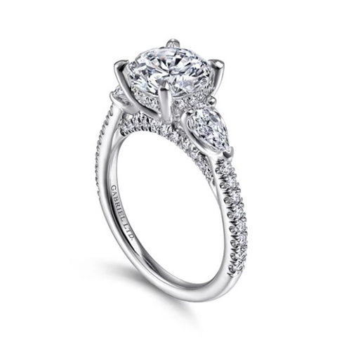 Gabriel & Co. Holloway - 18K White Gold Round 3 Stone Diamond Engagement Setting