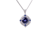 18k White Gold Tanzanite Sapphire & Diamond Necklace