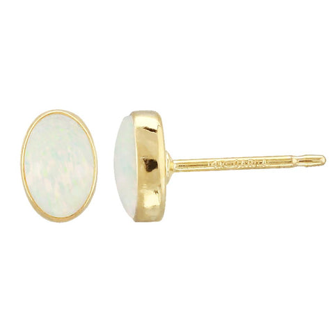 14k Yellow Gold Opal Studs