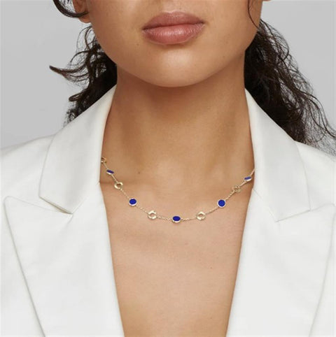 Ippolita Polished Rock Candy Wavy Disc & Stone Slice Necklace - 18k Yellow Gold in Lapis
