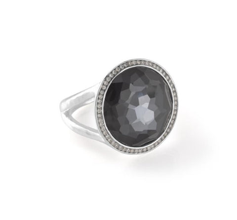 Ippolita Sterling Silver Hematite and Diamond Medium Ring