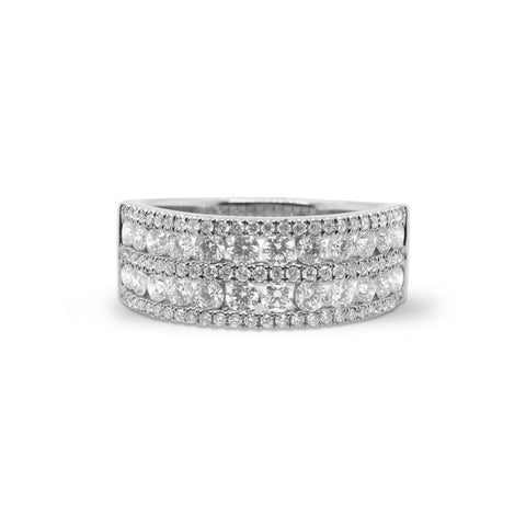 14k White Gold 5 Row Diamond Fashion Ring