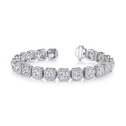 Platinum Cushion Cut Diamond Halo Bracelet - 21.33cttw