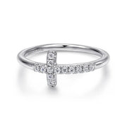 Gabriel & Co. 14k White Gold Diamond Cross Ring - .14cttw