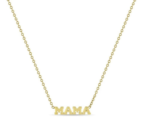 Zoe Chicco 14k Yellow Gold Itty Bitty "MAMA" Necklace