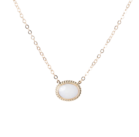 14k Yellow Gold Opal Necklace
